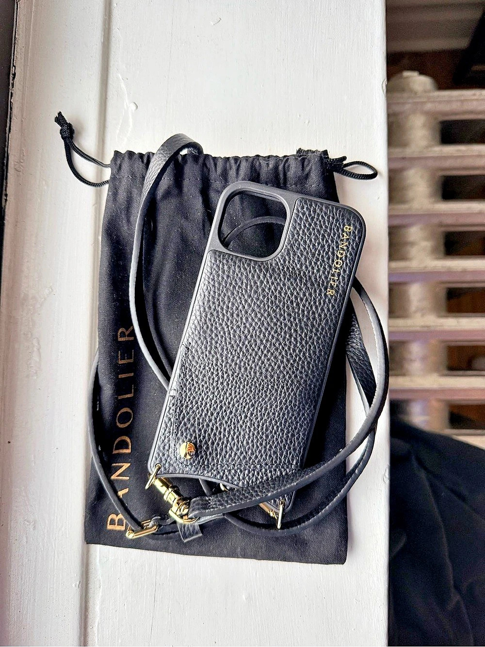 iPhone 13 Bandolier Emma Pebble Leather Crossbody